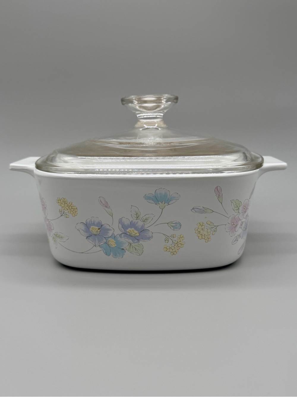 Vintage Corning Ware Pastel Bouquet 1.5L Casserole Dish A-1 1/2-B with Pyrex Lid
